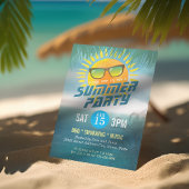 Summer BBQ / SWIMMING / MUSIC Party Invitation Kaart