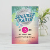 Summer BBQ / SWIMMING / MUSIC Party Invitation Kaart (Staand voorkant)