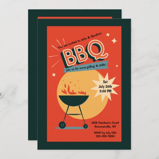 Summer BBQ Uitnodiging (Voorkant / Achterkant)