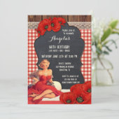 Summer BBQ Woman Birthday Party Invitation Kaart (Staand voorkant)