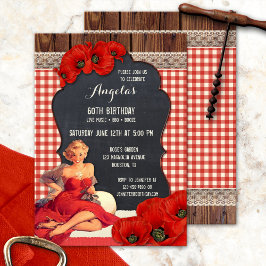 Summer BBQ Woman Birthday Party Invitation Kaart