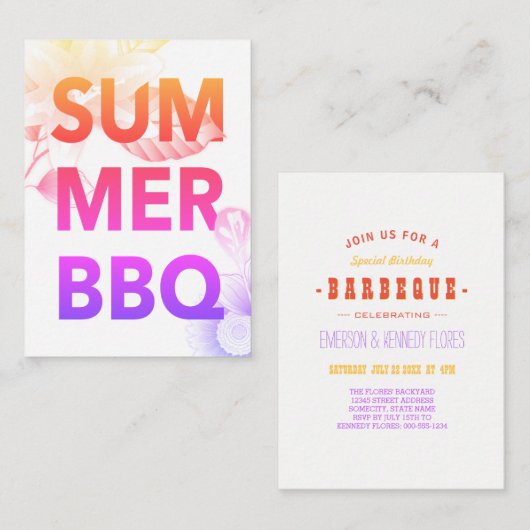 SUMMER BBQ zomerbloem Informatiekaartje (Voorkant / Achterkant)