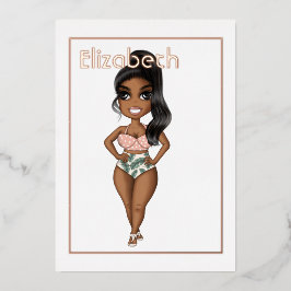 Summer Beach African American Birthday Folie Invit Folie Uitnodiging