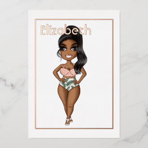 Summer Beach African American Birthday Folie Invit Folie Uitnodiging