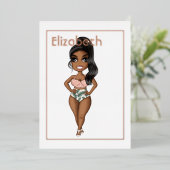 Summer Beach African American Birthday Folie Invit Folie Uitnodiging (Staand Voorkant)