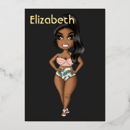 Summer Beach African American Birthday Folie Invit Folie Uitnodiging