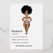 Summer Beach African American Birthday Folie Invit Uitnodiging (Achterkant)