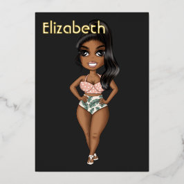 Summer Beach African American Birthday Folie Invit Uitnodiging