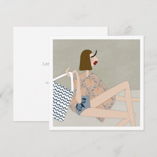 Summer Beach Babe Mode Illustratie Kaart (Voorkant / Achterkant)