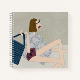 Summer Beach Babe Mode Illustratie Notitieboek