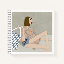 Summer Beach Babe Mode Illustratie Notitieboek
