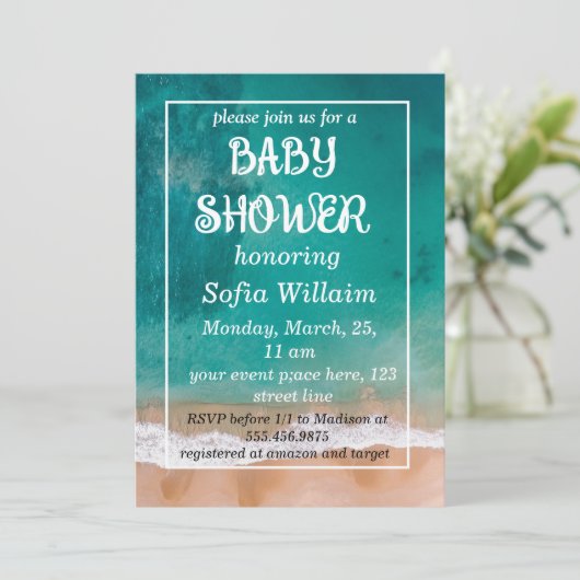 Summer Beach baby shower Kaart (Staand voorkant)