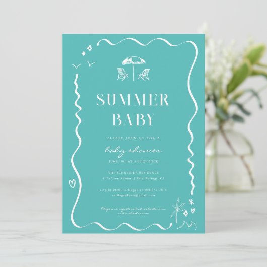Summer Beach Baby shower Kaart (Staand voorkant)