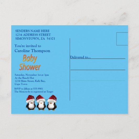 Summer Beach Baby shower Uitnodiging Briefkaart (Achterkant)