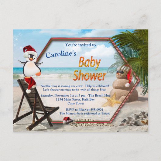 Summer Beach Baby shower Uitnodiging Briefkaart (Voorkant)