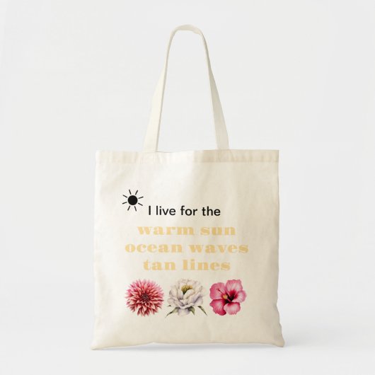 Summer Beach Bag with Flowers and Sun Tote Bag (Voorkant)