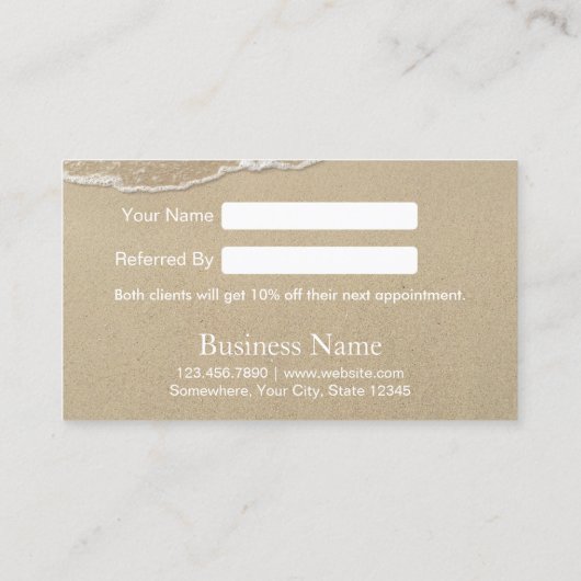 Summer Beach Beauty & Salon Reference Kaart (Achterkant)