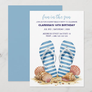 Summer Beach Birthday Party Invitation Kaart