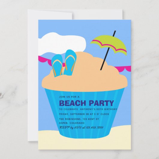 Summer Beach Birthday Party Invitation Kaart (Voorkant)