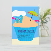 Summer Beach Birthday Party Invitation Kaart (Staand voorkant)
