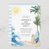 Summer Beach Birthday Party Invitation Kaart (Voorkant / Achterkant)