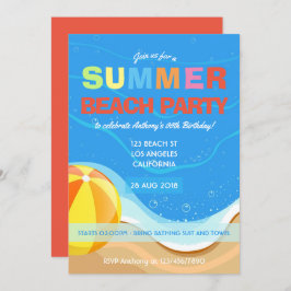 Summer Beach Birthday Party Invitation Kaart