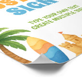 Summer Beach Birthday Party Table Sign Poster (Hoek)