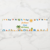 Summer Beach Birthday Party Water Bottle Label Waterfles Etiket (Enkel label)