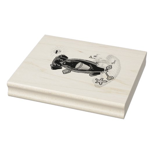 Summer Beach Black Lab Labrador Retriever Cute Rubberstempel (Stempel)