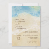 Summer Beach Blue Coastal Weddenschap Kaart (Voorkant)