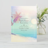 Summer Beach Bokeh QR Code RSVP Weddenschap Kaart (Staand voorkant)