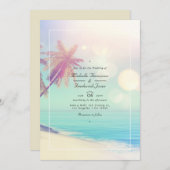 Summer Beach Bokeh QR Code RSVP Weddenschap Kaart (Voorkant / Achterkant)