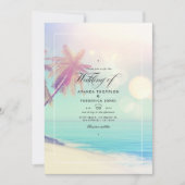 Summer Beach Bokeh Wedding Invitation Kaart (Voorkant)