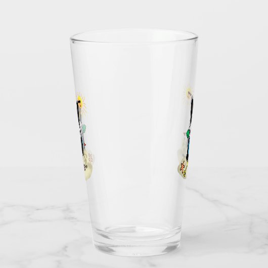 Summer Beach Boston Terrier Dog (zwart) Cute Glas (Links)