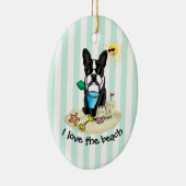 Summer Beach Boston Terrier Dog (zwart) Cute Keramisch Ornament (Rechts)