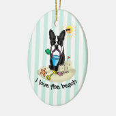 Summer Beach Boston Terrier Dog (zwart) Cute Keramisch Ornament (Links)
