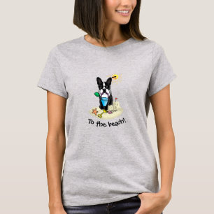 Summer Beach Boston Terrier Dog (zwart) Cute T-shirt