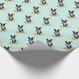 Summer Beach Boston Terrier (zwart) - Cute Dog Cadeaupapier