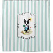 Summer Beach Boston Terrier (zwart) - Cute Dog Douchegordijn (Voorkant)