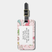 Summer Beach Cartoon on Stripes Bagagelabel (Voorkant verticaal)