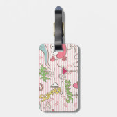 Summer Beach Cartoon on Stripes Bagagelabel (Achterkant verticaal)