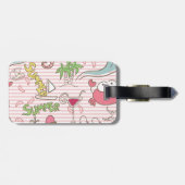 Summer Beach Cartoon on Stripes Bagagelabel (Achterkant horizontaal)