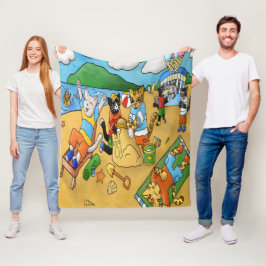 Summer Beach Cats Fleece Deken