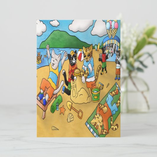 Summer Beach Cats Kaart (Staand voorkant)