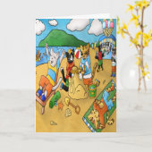 Summer Beach Cats Kaart (Gele Bloem)