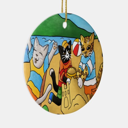 Summer Beach Cats Keramisch Ornament (Rechts)