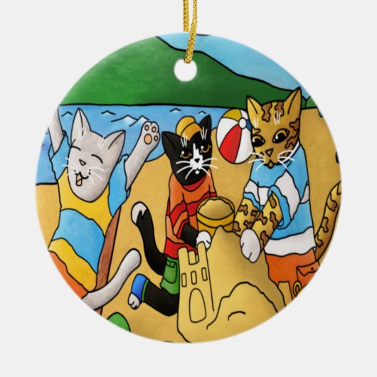 Summer Beach Cats Keramisch Ornament (Voorkant)
