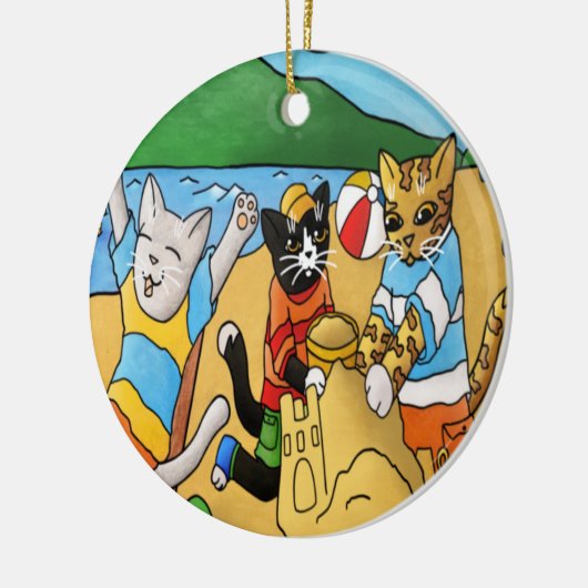 Summer Beach Cats Keramisch Ornament (Links)