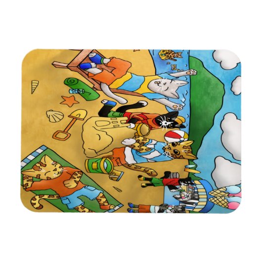 Summer Beach Cats Magnet Magneet (Horizontaal)