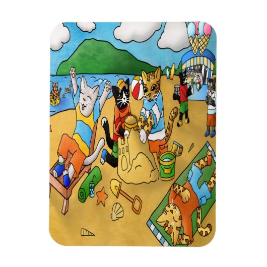 Summer Beach Cats Magnet Magneet (Verticaal)